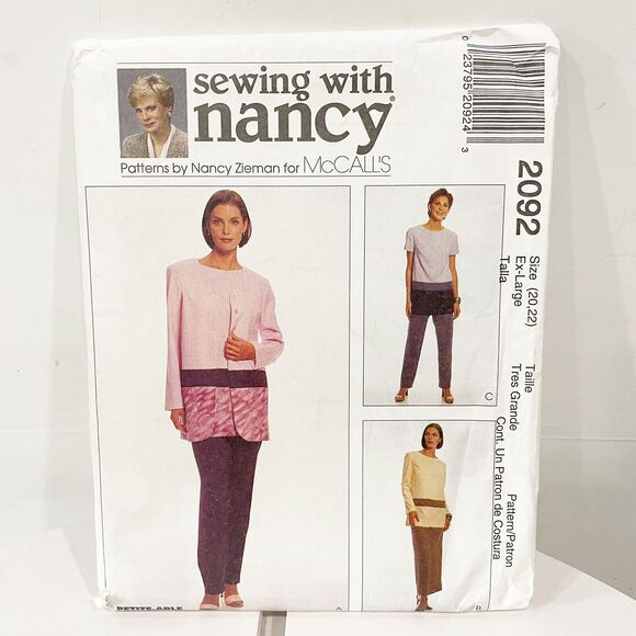 UNCUT Vintage McCall’s Sewing Pattern 2092  Nancy Zimmerman Sz 20-22 Petite able - Picture 1 of 4